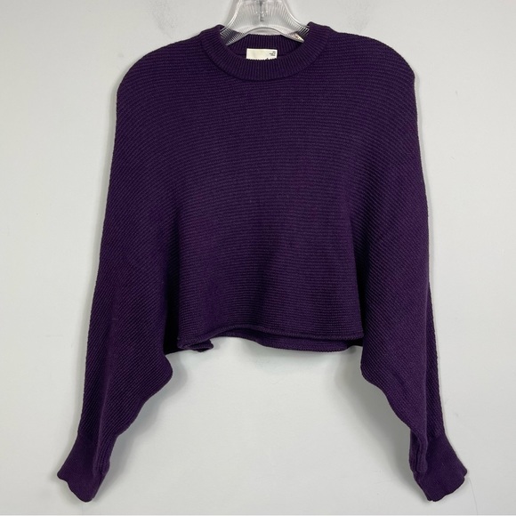 ARITZIA Wilfred Free Lolan Wool Sweater Cropped Oversized Purple XS Slouchy - Picture 4 of 10